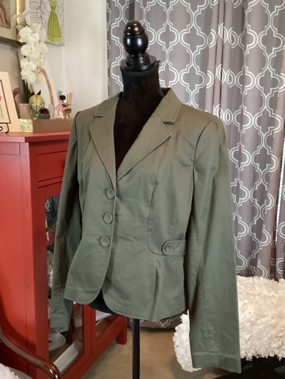 Olive Green Women's Tailored Blazer Jacket